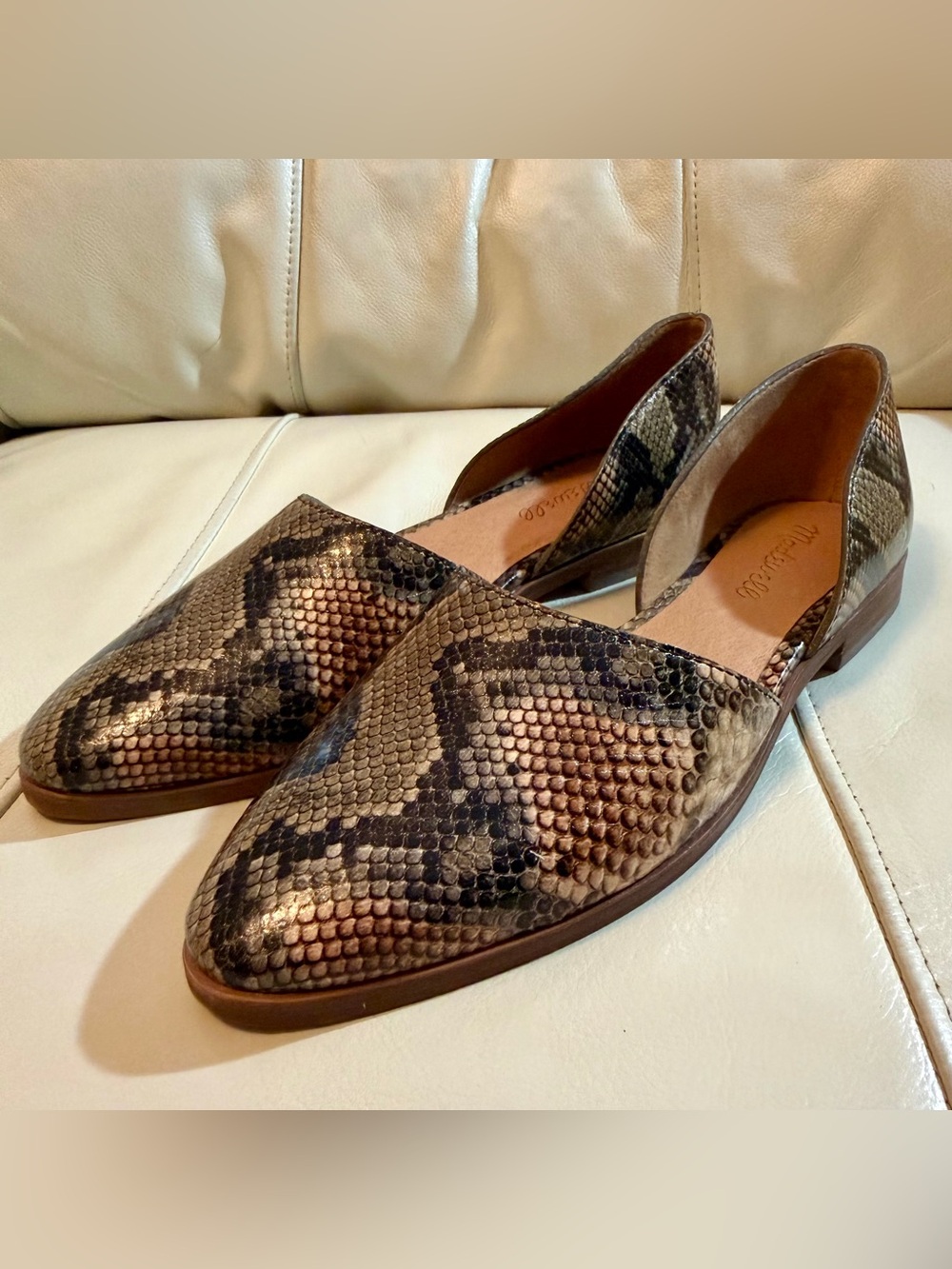 Madewell Snake-Print Slip-On Flats Size 7 Like New